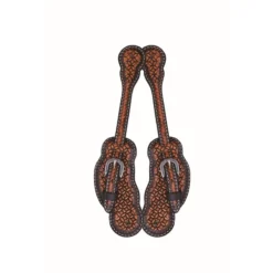 Western Rawhide Jim Taylor Performance Infinity Scallop Spur Straps - Two Tone Brown