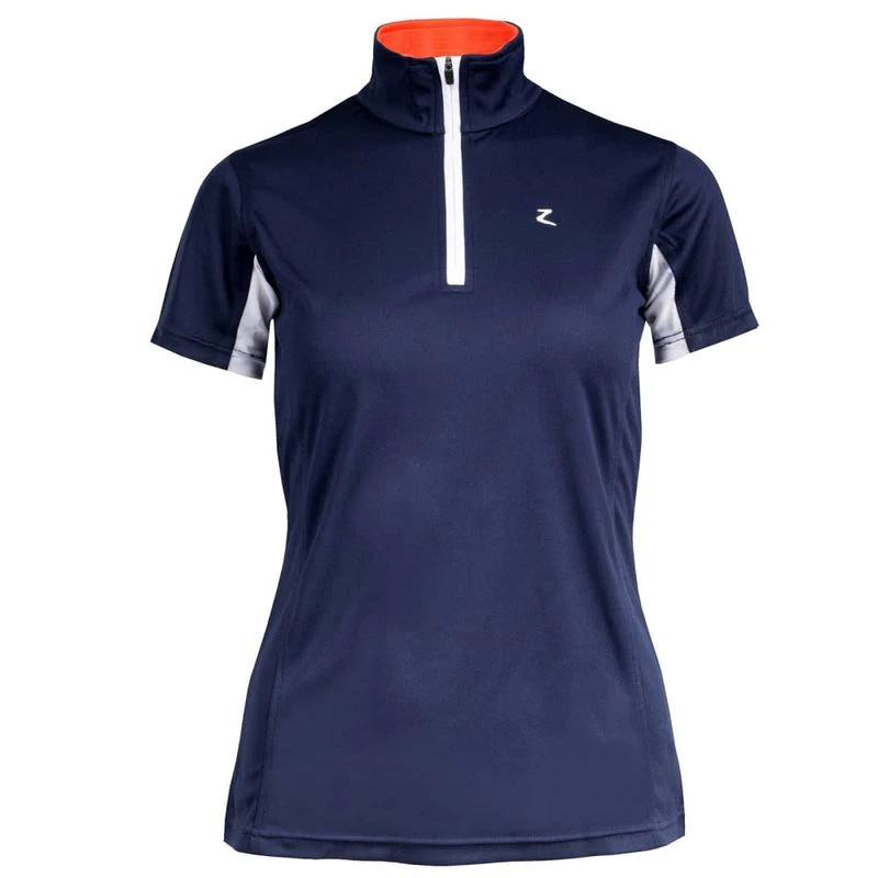 Horze Women's Trista Short Sleeve Sun Shirt - Peacoat Dark Blue/Grenadine Red 1 Horze Women's Trista Short Sleeve Sun Shirt - Peacoat Dark Blue/Grenadine Red