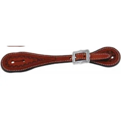 Western Rawhide Country Legend Straight Spur Strap With Border - Chestnut