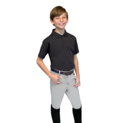 Ovation Kids' Softflex 4 Pocket Boys Knee Patch Breeches - Grey
