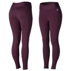 Horze Women's Active Winter Full Seat Tights - Eggplant Dark Purple