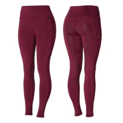 Horze Women's Roselina Full Seat Tights W/Crystal Details - Poppy Red