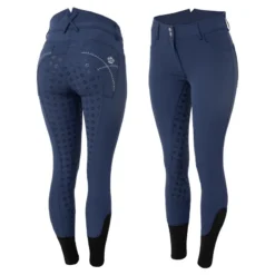 Horze Women's Queenie Silicone Full Seat Riding Breeches W/Crystals - Imperial Dark Blue