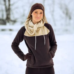 Horze Women's Leanne Technical Hoodie - After Dark Brown/Tan -Ovation || Dublin Officials 477210 800 800