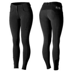 Horze Women's Meghan Silicone Knee Patch Breeches - Black/Black