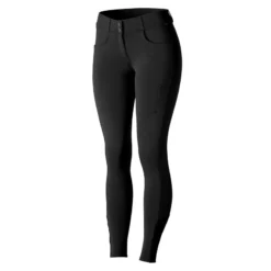 Horze Women's Meghan Silicone Knee Patch Breeches - Black/Black -Ovation || Dublin Officials 478127 800 800
