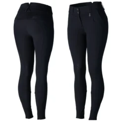 Horze Women's Angela High Waist Silicone Knee Patch Breeches - Dark Navy