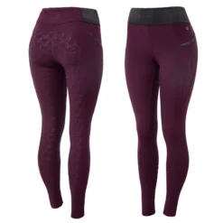 Horze Women's Winter Tights W/Black Glitter - Dark Red