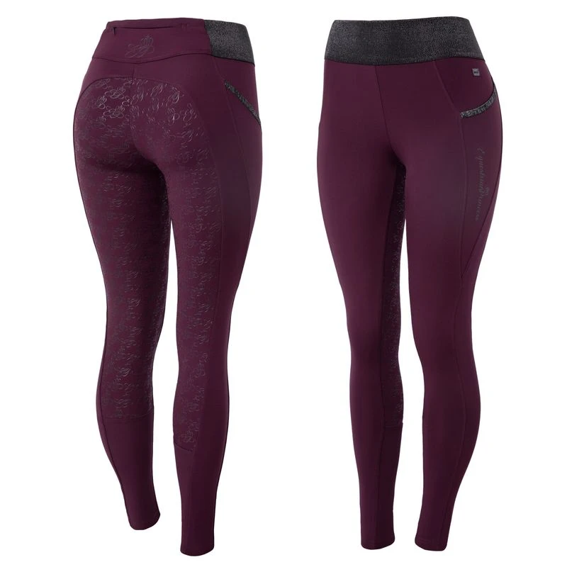 Horze Women's Winter Tights W/Black Glitter - Dark Red 1 Horze Women's Winter Tights W/Black Glitter - Dark Red