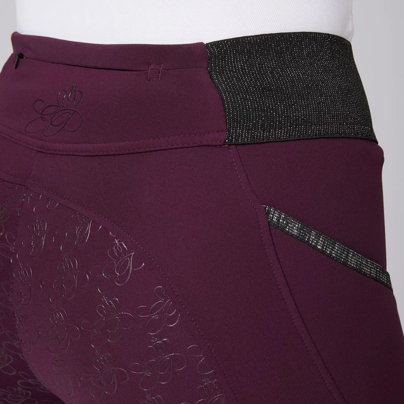 Horze Women's Winter Tights W/Black Glitter - Dark Red 2 Horze Women's Winter Tights W/Black Glitter - Dark Red - Image 2