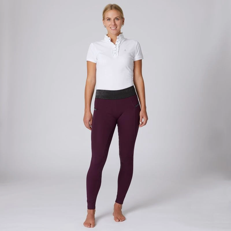 Horze Women's Winter Tights W/Black Glitter - Dark Red 4 Horze Women's Winter Tights W/Black Glitter - Dark Red - Image 4