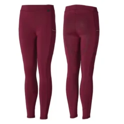 Horze Kids' Full Seat Tights W/Crystal Details - Poppy Red