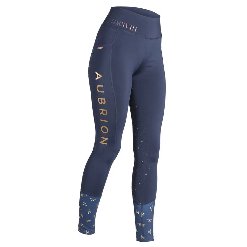 Shires Aubrion Women's Team Riding Tights - Navy 2 Shires Aubrion Women's Team Riding Tights - Navy - Image 2