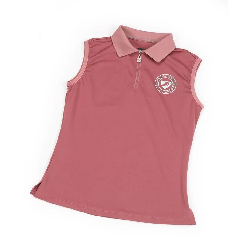 Shires Aubrion Kids' Harrow Sleeveless Polo Shirt - Dusky Pink 1 Shires Aubrion Kids' Harrow Sleeveless Polo Shirt - Dusky Pink