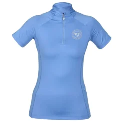 Shires Aubrion Women's Highgate Short Sleeve 1/4 Zip Shirt - Sky Blue