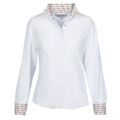 Ovation Kids' Ellie Quarter Snap Show Shirt - White/Confetti Dots
