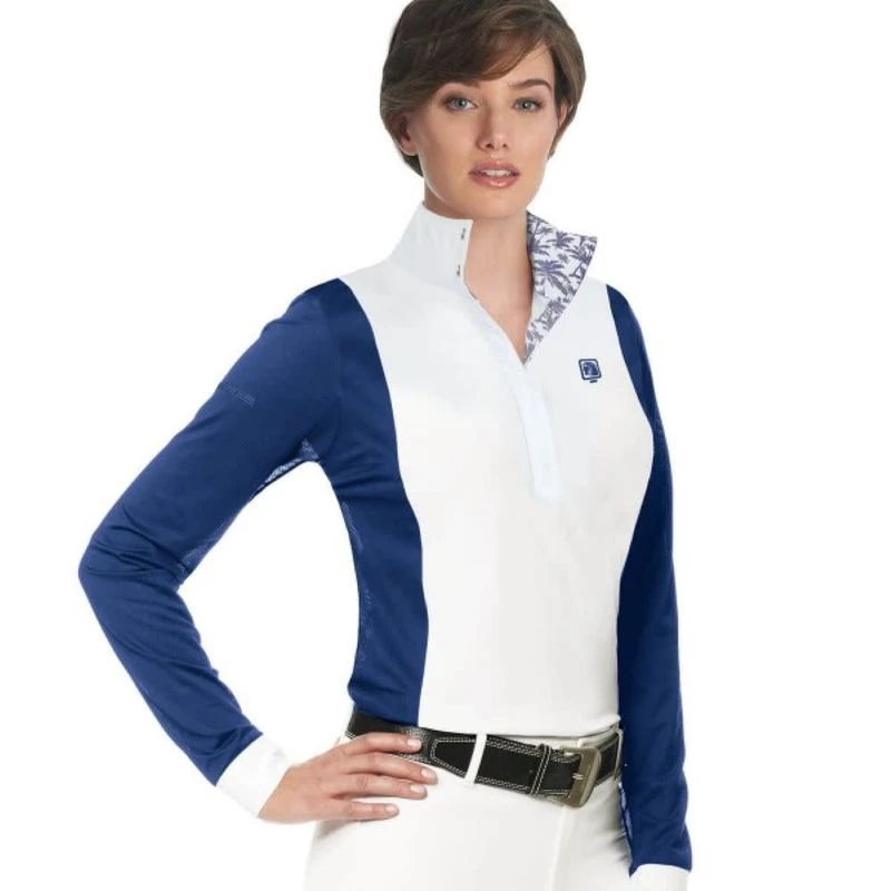 Romfh Women's Schuyler Long Sleeve Snap Shirt - White/Aegean Blue 1 Romfh Women's Schuyler Long Sleeve Snap Shirt - White/Aegean Blue