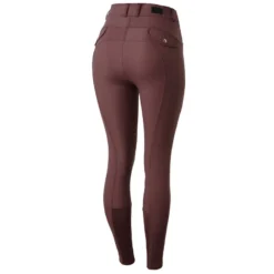 Horze Women's Andrea Slimming Knee Patch Breeches - Red Mahogany Burgundy
