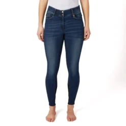Horze Women's Cecelia Full Seat Denim Breeches - Dark Blue -Ovation || Dublin Officials 530541 800 800