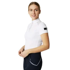 Horze Women's Sianna Short Sleeved Show Shirt W/ Lace Shoulders - White -Ovation || Dublin Officials 531605 800 800