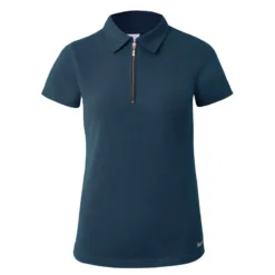 Horze Women's Lia Organic Cotton Polo - Obscure Night Dark Blue