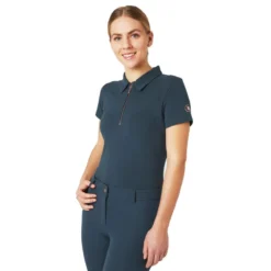 Horze Women's Lia Organic Cotton Polo - Obscure Night Dark Blue -Ovation || Dublin Officials 531735 800 800