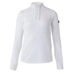 Horze Women's Sianna Long Sleeved Show Shirt W/ Lace Shoulders - White