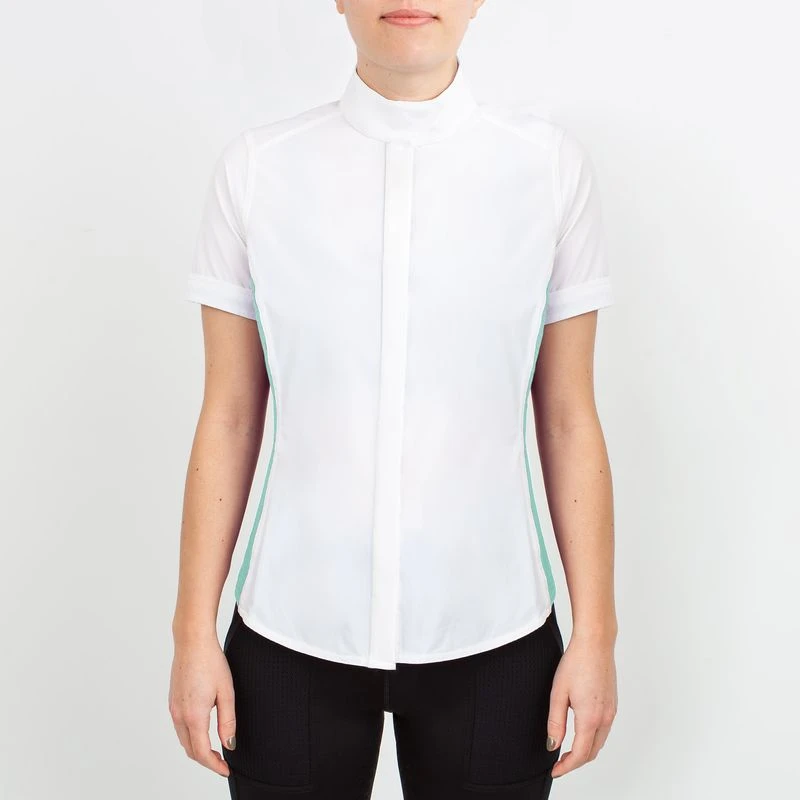 Irideon Kids' Athena Short Sleeve Show Shirt - Bright White/Island Green 1 Irideon Kids' Athena Short Sleeve Show Shirt - Bright White/Island Green