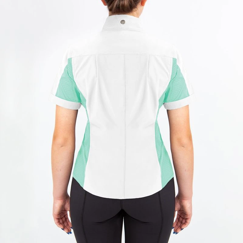Irideon Kids' Athena Short Sleeve Show Shirt - Bright White/Island Green 3 Irideon Kids' Athena Short Sleeve Show Shirt - Bright White/Island Green - Image 3