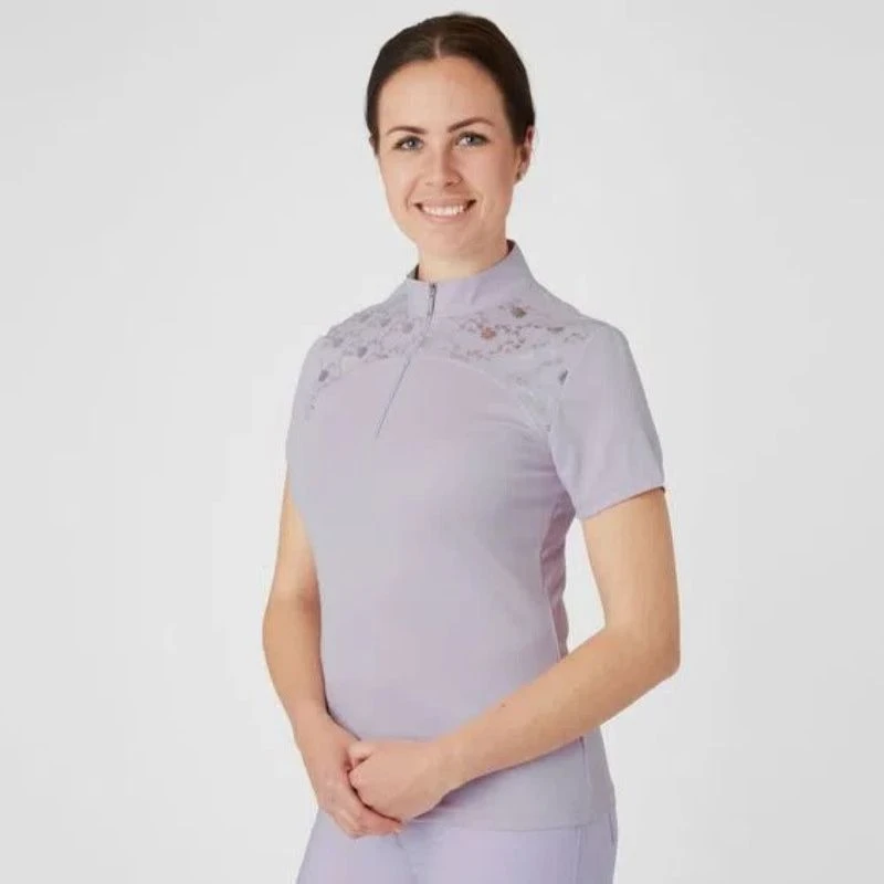 Horze Women's Kaitlin Short Sleeved Performance Shirt W/ Flower Print - Orchid Hush 2 Horze Women's Kaitlin Short Sleeved Performance Shirt W/ Flower Print - Orchid Hush - Image 2