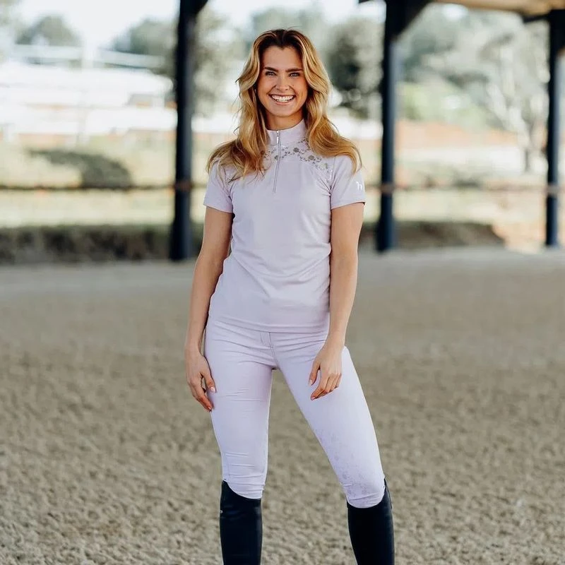 Horze Women's Kaitlin Short Sleeved Performance Shirt W/ Flower Print - Orchid Hush 5 Horze Women's Kaitlin Short Sleeved Performance Shirt W/ Flower Print - Orchid Hush - Image 5