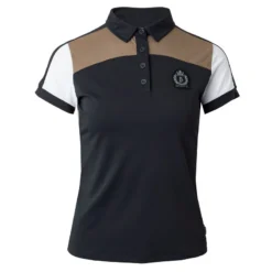 B Vertigo Women's Alessa Performance Polo Shirt - Dark Navy/ Fossil Brown