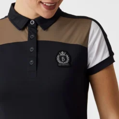 B Vertigo Women's Alessa Performance Polo Shirt - Dark Navy/ Fossil Brown -Ovation || Dublin Officials 548650 800 800