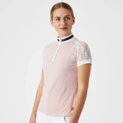 B Vertigo Women's Lauren Lace Short Sleeve Show Shirt - Pink Chalk -Ovation || Dublin Officials 549007 800 800