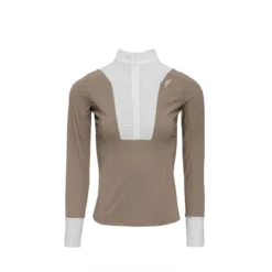 Alessandro Albanese Women's Vilamora Long Sleeve Zip Competition Shirt - Tan