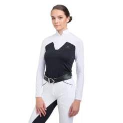 Cavalliera Women's POP Long Sleeve Show Shirt - White/Black