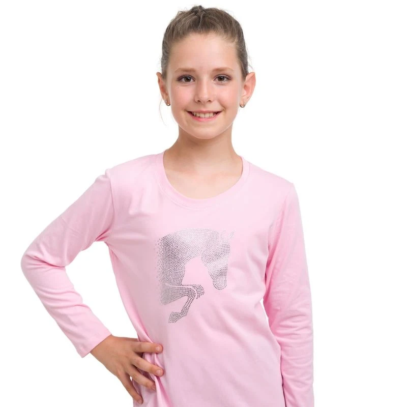 Cavalliera Kids' Jumping Star Long Sleeve Cotton Top - Rose 2 Cavalliera Kids' Jumping Star Long Sleeve Cotton Top - Rose - Image 2