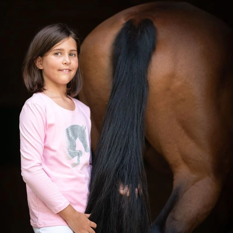 Cavalliera Kids' Jumping Star Long Sleeve Cotton Top - Rose 3 Cavalliera Kids' Jumping Star Long Sleeve Cotton Top - Rose - Image 3