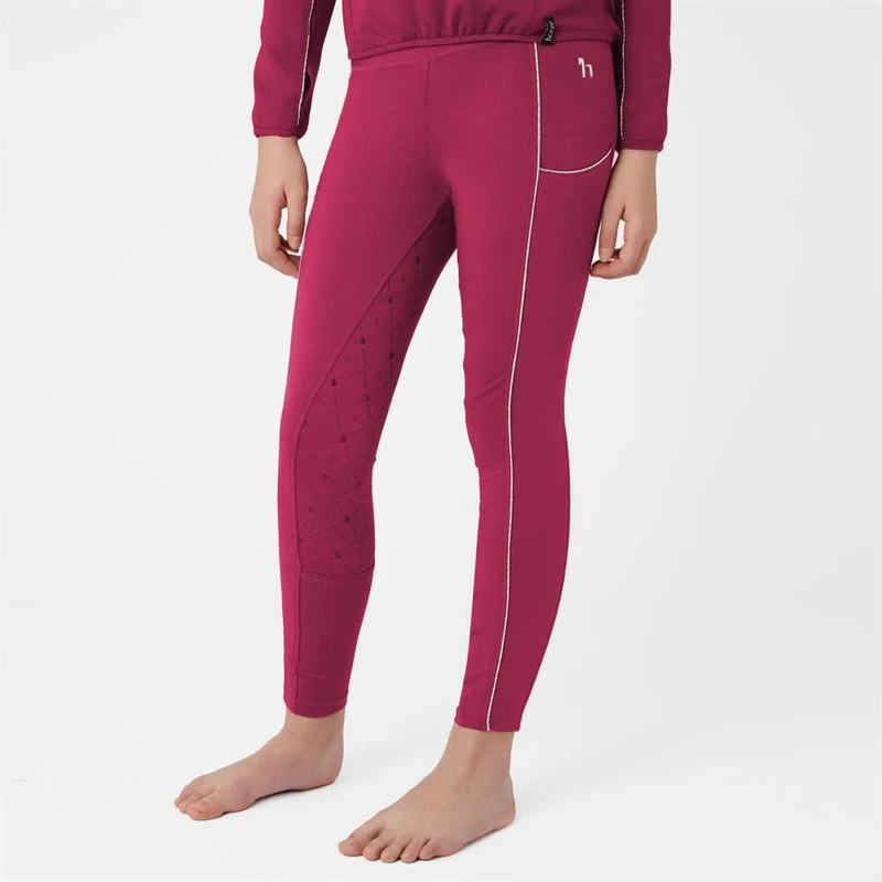 Horze Kids' Ella Full Seat Tights - Anemone Dark Pink 2 Horze Kids' Ella Full Seat Tights - Anemone Dark Pink - Image 2