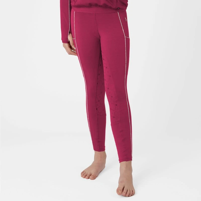 Horze Kids' Ella Full Seat Tights - Anemone Dark Pink 3 Horze Kids' Ella Full Seat Tights - Anemone Dark Pink - Image 3