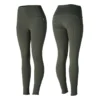 Horze Women's Gillian Silicone Full Seat Tights - Beetle Khaki Green