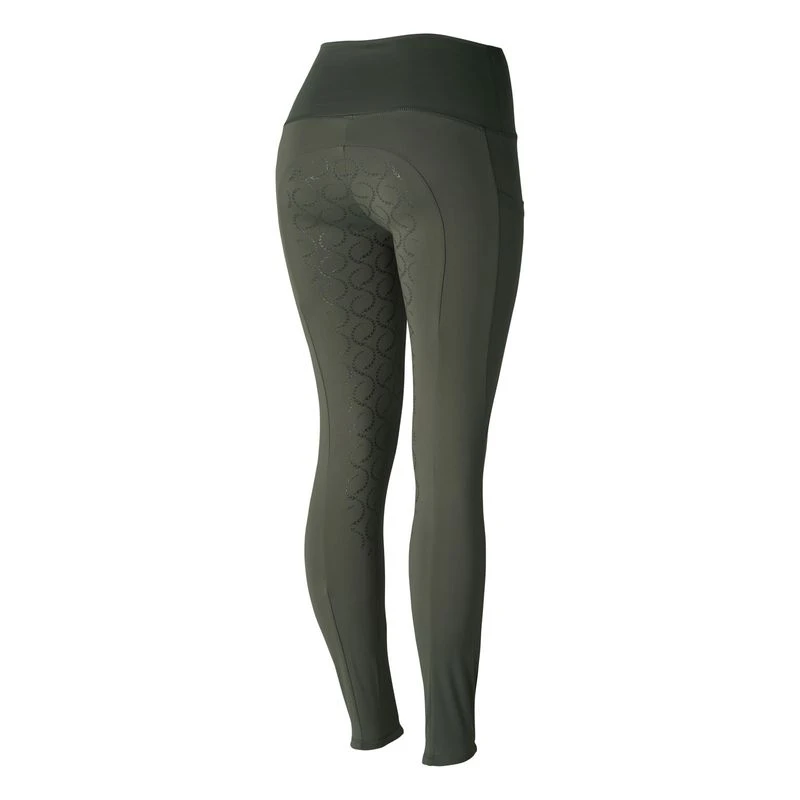 Horze Women's Gillian Silicone Full Seat Tights - Beetle Khaki Green 3 Horze Women's Gillian Silicone Full Seat Tights - Beetle Khaki Green - Image 3