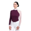 Cavalliera Women's Modern Dame Long Sleeve Show Shirt - Burgundy/White/Burgundy