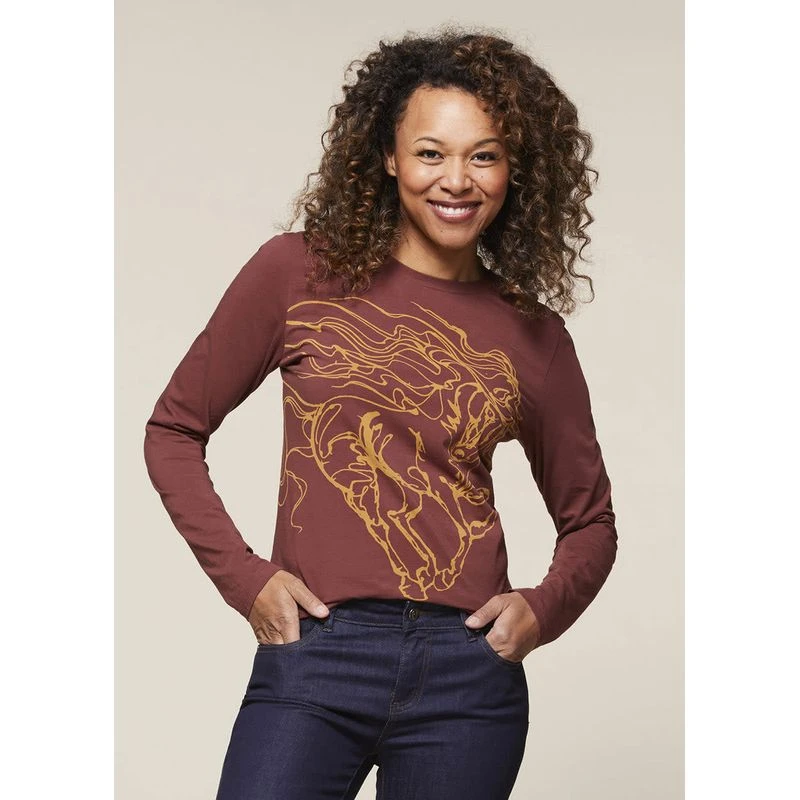 EQL Women's Windy Horse Long Sleeve T-Shirt - Mahogany 2 EQL Women's Windy Horse Long Sleeve T-Shirt - Mahogany - Image 2