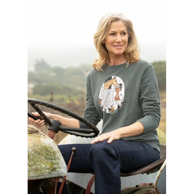 EQL Women's Recycled Fleece Graphic Sweatshirt - Fall Classic Spruce 5 EQL Women's Recycled Fleece Graphic Sweatshirt - Fall Classic Spruce - Image 5