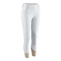RJ Classics Women's Belmont Mid Rise Side Zip Knee Patch Breeches - White