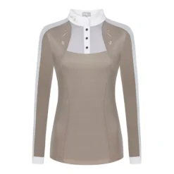 Fair Play Women's Lorella Long Sleeve Competition Shirt - Beige/White