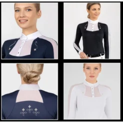 Fair Play Women's Lorella Long Sleeve Competition Shirt - Beige/White -Ovation || Dublin Officials 594490 800 800