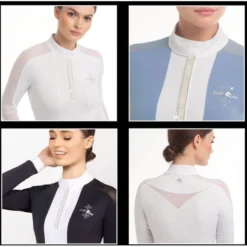 Fair Play Women's Claire Pearl Long Sleeve Competition Shirt - Navy/White -Ovation || Dublin Officials 594970 800 800