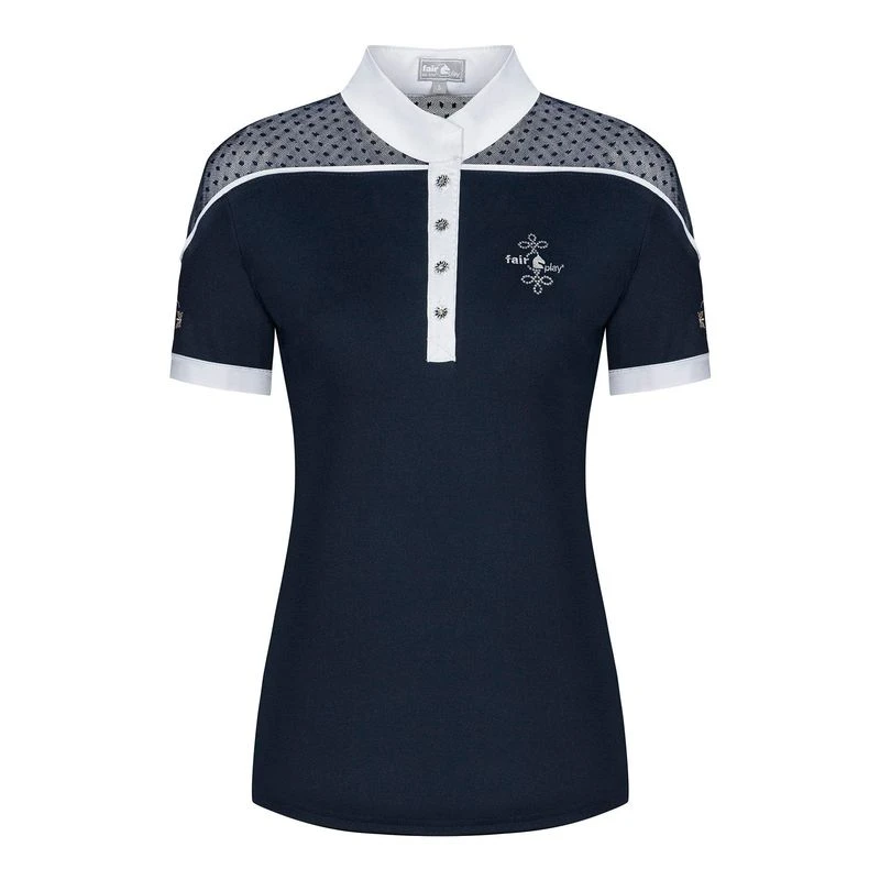 Fair Play Women's Letizia Short Sleeve Competition Shirt - Navy 1 Fair Play Women's Letizia Short Sleeve Competition Shirt - Navy